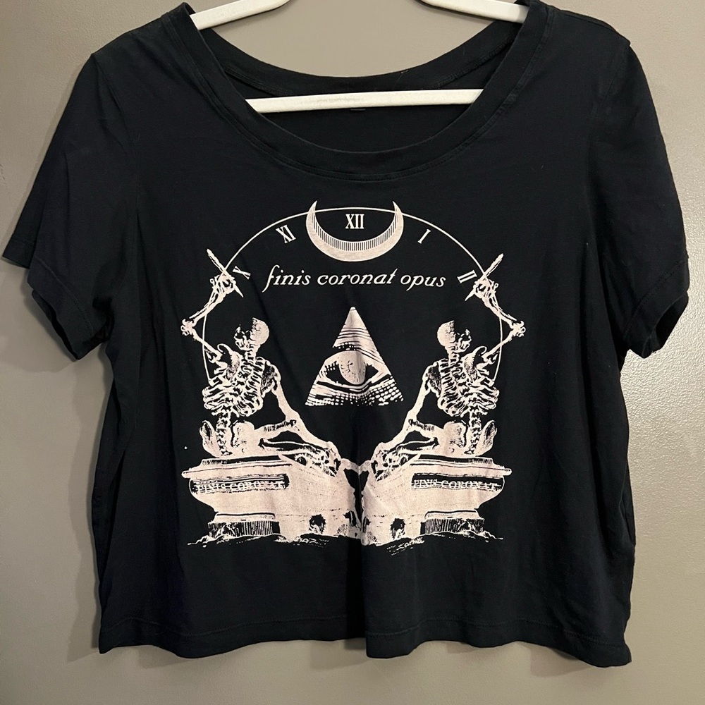 Truly Madly Deeply Black Crop Graphic Tee